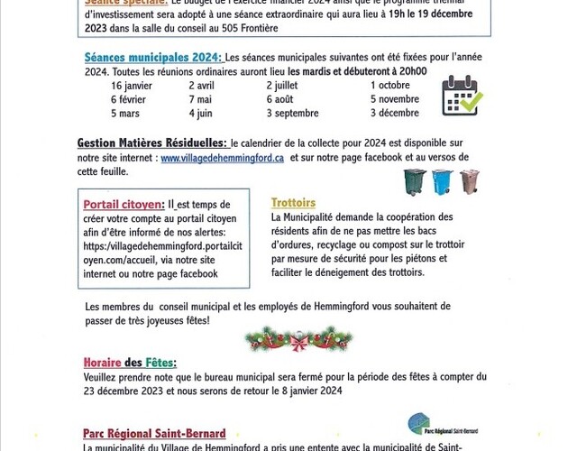 INFO LETTRE DÉCEMBRE 2023