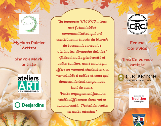 Remerciements aux commanditaires