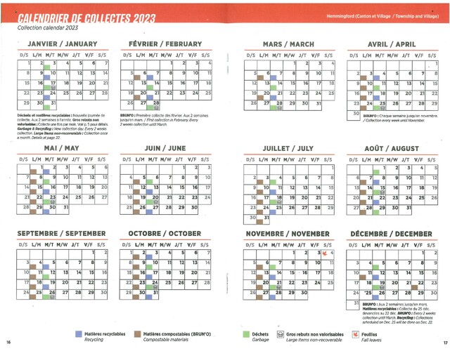 Calendrier des collectes 2023